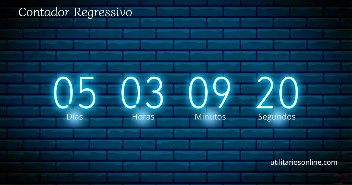 contador regressivo online mostrando dias horas minutos e segundos para evento