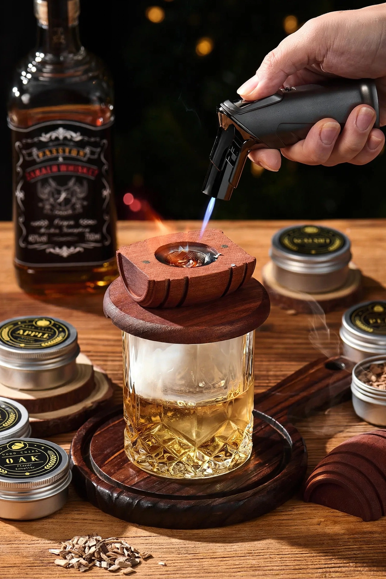 Kit Defumador para Whisky com Tocha Profissional e 6 Sabores | Experiência Premium para Drinks