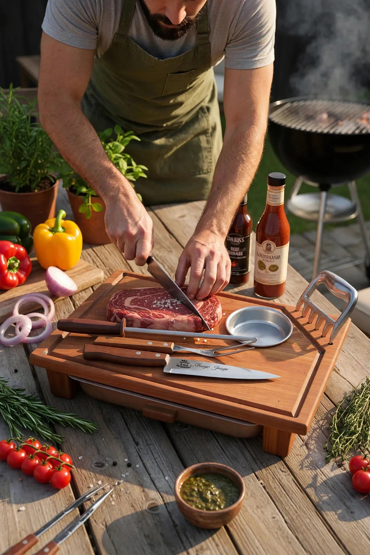 Tábua para Churrasco com Bandeja e Acessórios | Presente Perfeito para Quem Ama Churrasco