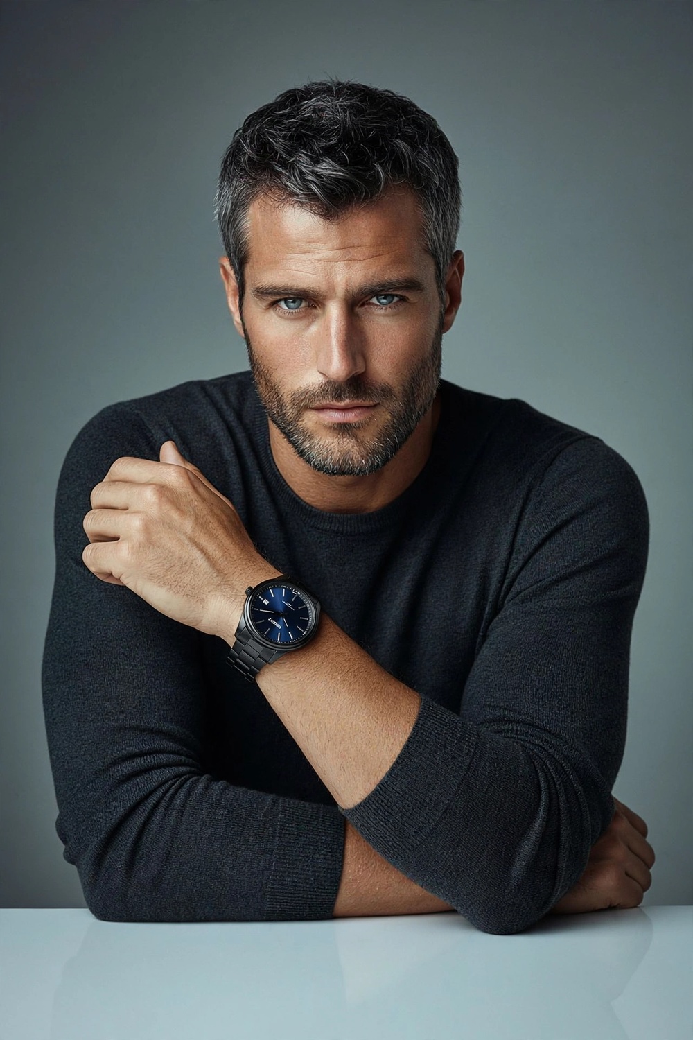 Relógio Orient Masculino Aço Preto com Fundo Azul – Elegância, Resistência 50m e Estilo Clássico