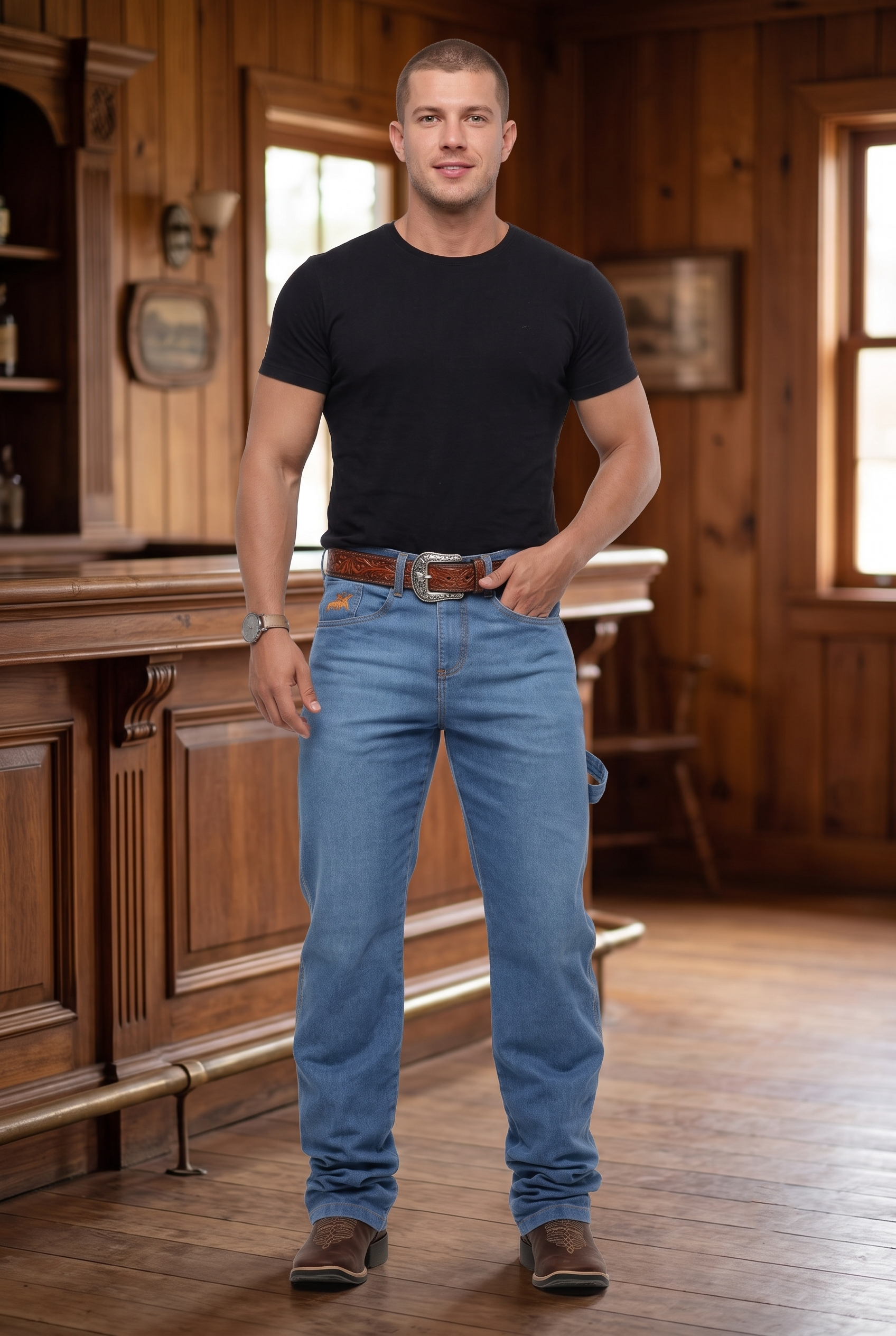 Calça Country Muladeiro Carpinteira Masculina | Jeans Rodeio Texana Premium